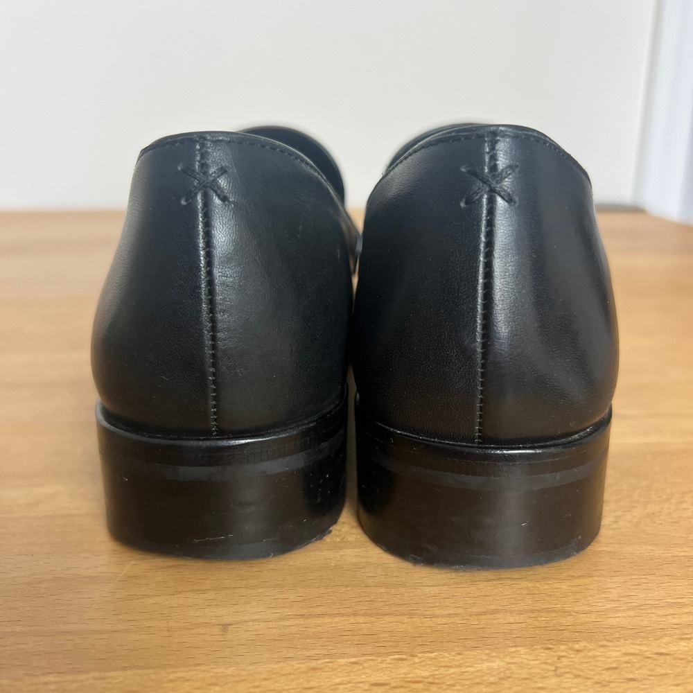 Rag‎ & Bone Black Leather Penny Loafers Women Size 37.5 Classic Slip On Shoes - Picture 4 of 12